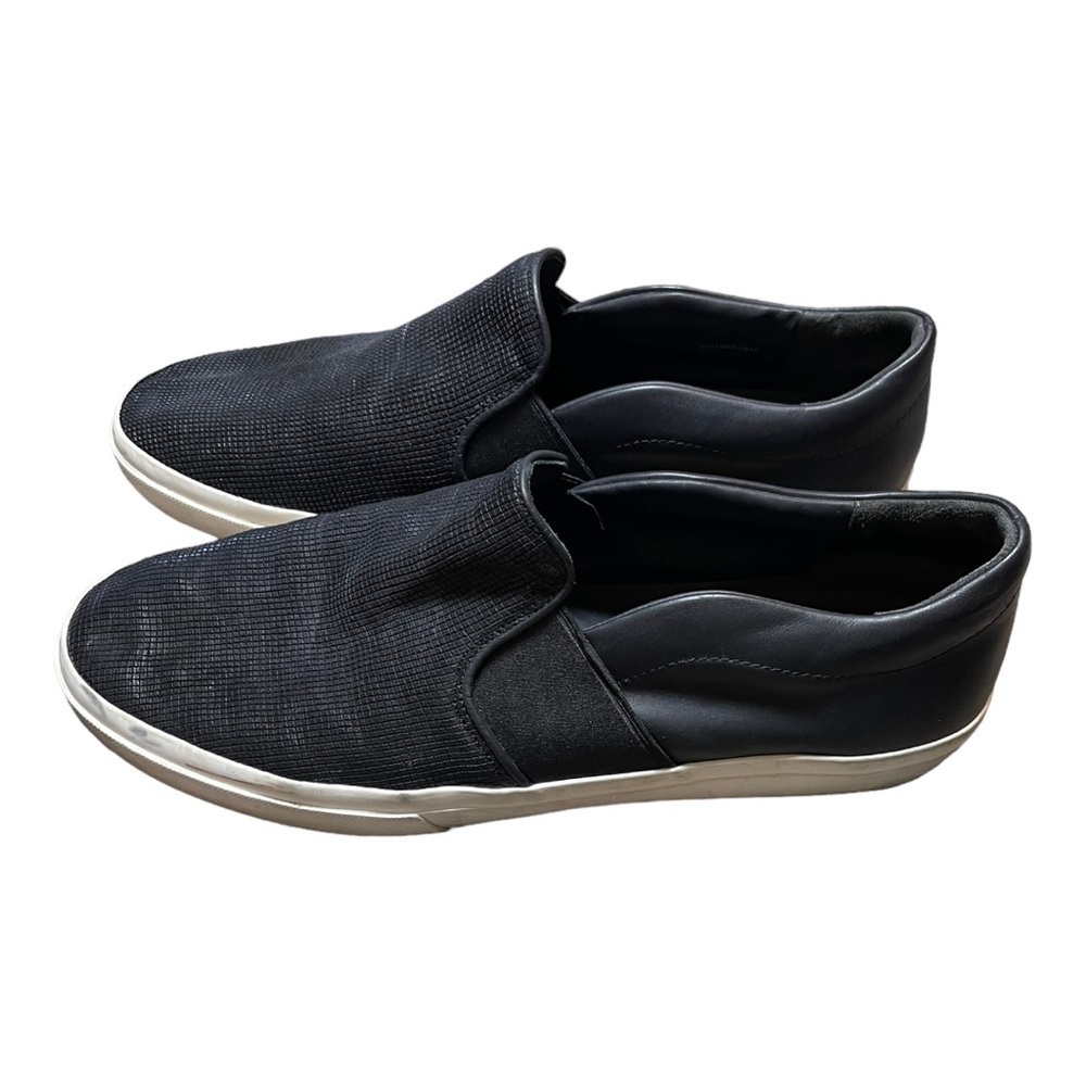 Vince Fenton Black Leather Slip-On Sneakers
